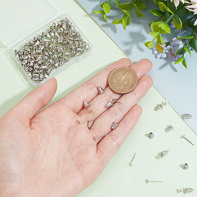 100Pcs Brass Stud Earring Findings KK-BC0013-23-1