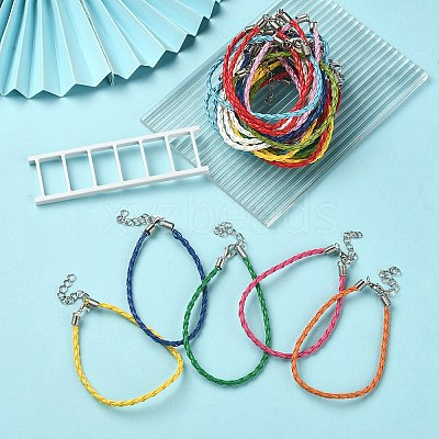 Trendy Braided Imitation Leather Bracelet Making BJEW-YW0001-09-1
