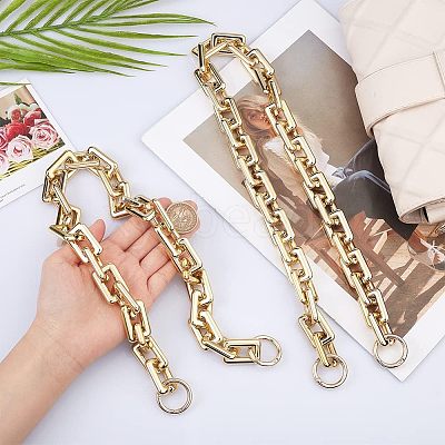 2Pcs 2 Style CCB Plastic Rectangle Cross Chain Bag Straps AJEW-CA0003-30-1
