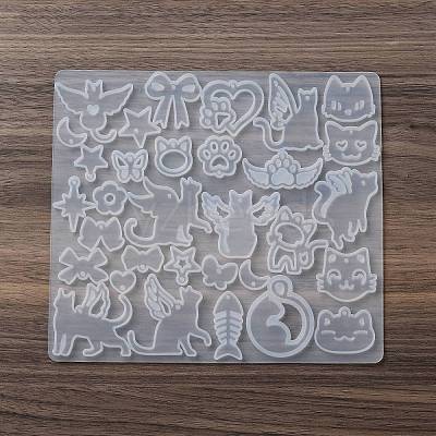 Cat Shape Theme DIY Pendant Silicone Molds DIY-F161-01B-1