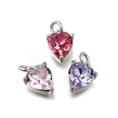 Heart Brass with Glass Charms KK-G525-07P-1