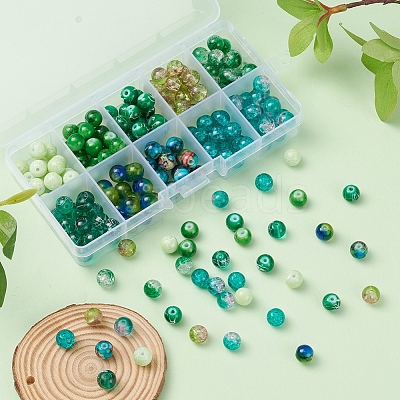 10 Style Spray Painted & Drawbench Transparent & Baking Paint Glass Beads GLAA-YW0001-26E-1