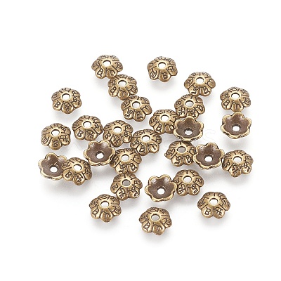 6-Petal Tibetan Style Alloy Flower Bead Caps LS-TIBE-S220-AB-01-NR-1
