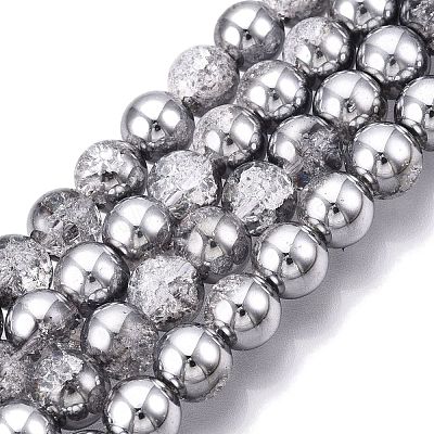 Electroplated Crackle Glass Beads Strands X-EGLA-N014-8mm-03-1