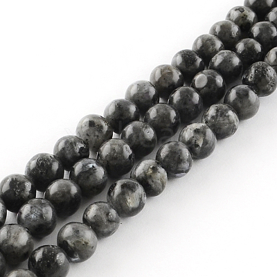 Natural Larvikite Round Beads Strands G-R342-8mm-09-1