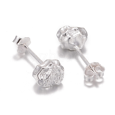 925 Sterling Silver Stud Earrings EJEW-F265-02S-1