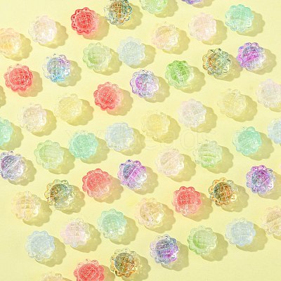 100Pcs Transparent Spray Painted Glass Beads GLAA-CJ0002-26-1