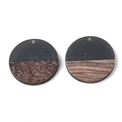Transparent Resin & Walnut Wood Pendants RESI-S358-02B-H-M-1