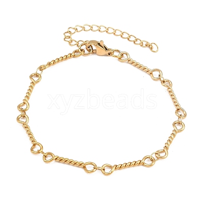 304 Stainless Steel Twisted Rope Link Chain Bracelets for Women BJEW-A160-09G-1