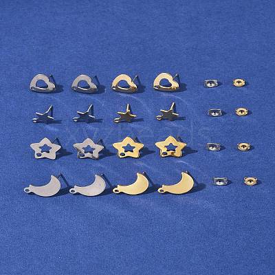 16Pcs 8 Styles 304 Stainless Steel Stud Earring Findings STAS-FS0001-86-1