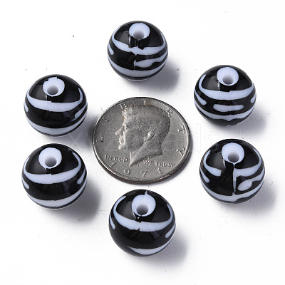 Opaque Striped Acrylic Beads MACR-S373-27B-10-1
