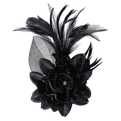 Flower Feather & Iron Lapel Pins for Clothes JEWB-WH0010-114B-1
