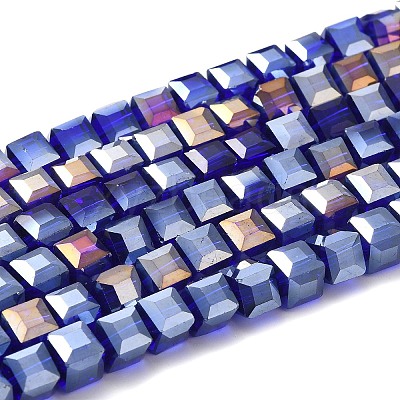 Electroplate Glass Beads Strands EGLA-D018-8x8mm-67-1