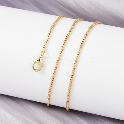Brass Box Chain Necklaces NJEW-K123-11G-1