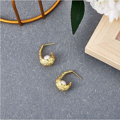 Natural Pearl Teardrop Stud Earrings JE1078A-1