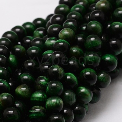 Natural Tiger Eye(Dyed & Heated) Round Beads Strands G-E329-10mm-40A-1