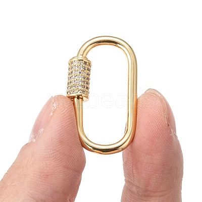 Brass Micro Pave Cubic Zirconia Screw Carabiner Lock Charms ZIRC-G160-21G-1