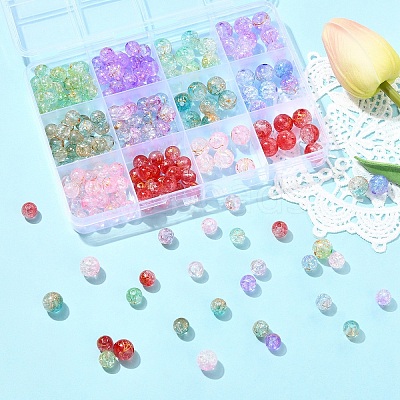 210Pcs 12 Styles Transparent Crackle Acrylic Beads DACR-YW0001-02-1