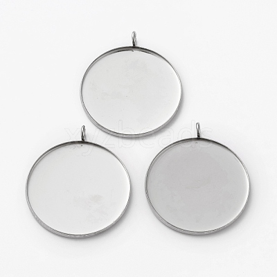 Non-Tarnish 304 Stainless Steel Pendant Cabochon Settings STAS-L253-011B-P-1