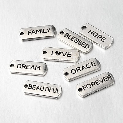 Mixed Style Tibetan Style Alloy Rectangle with Word Pendants TIBEP-X0167-AS-RS-1