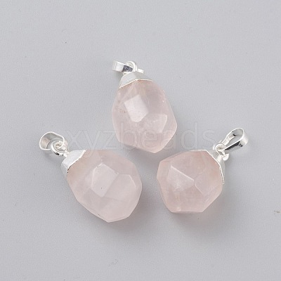 Natural Rose Quartz Pendants G-G845-07S-11-1