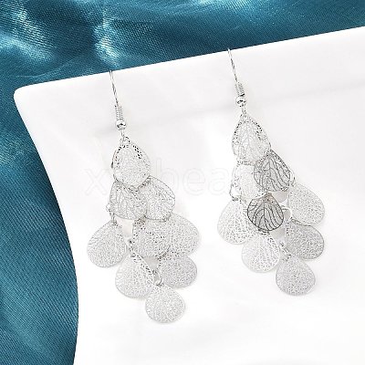 Brass Dangle Earrings EJEW-B157-02E-P-1