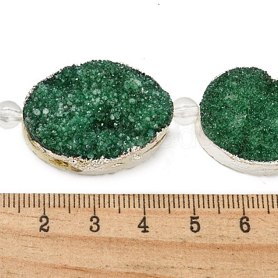 Silver Plated Dyed Oval Natural Drusy Quartz Crystal Beads Strands G-F144-02-S-1