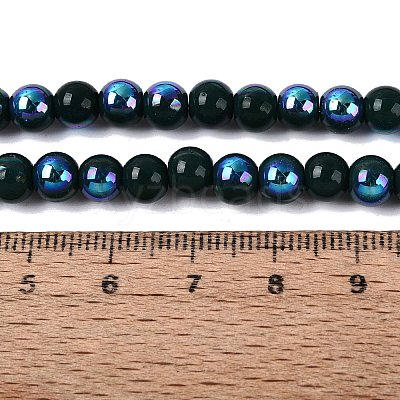 Electroplate Opaque Glass Beads Strands EGLA-Q132-6MM-01C-18-1