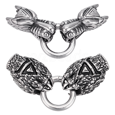 2 Sets 2 Styles Tibetan Style 304 Stainless Steel Spring Gate Rings FIND-PH0025-51B-1