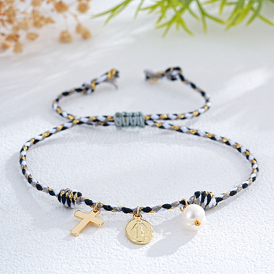 Bohemian Brass & Natural Freshwater Pearl Charm Bracelets ZD8910-1-1