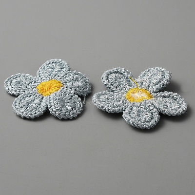 5-Petal Flower Shape Two Tone Crochet Appliques DIY-WH0399-61E-1