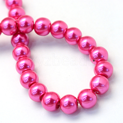 Baking Paint Pearlized Glass Pearl Round Bead Strands HY-Q330-8mm-10-1