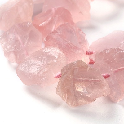 Rough Raw Natural Madagascar Rose Quartz Beads Strands G-G010-03-1