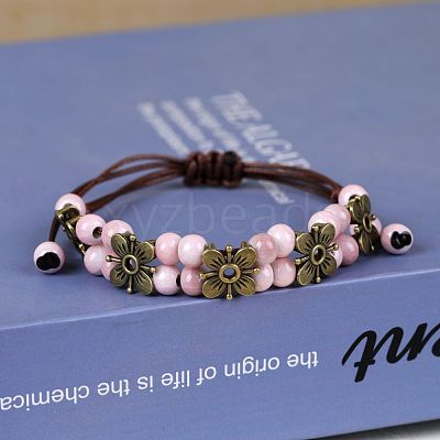 Alloy & Handmade Porcelain Bead Braided Bead Bracelets for Women FS-WGAE4F4-02-1