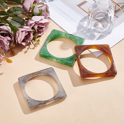 3Pcs 3 Colors Acrylic Bangles BJEW-UN0001-72A-1