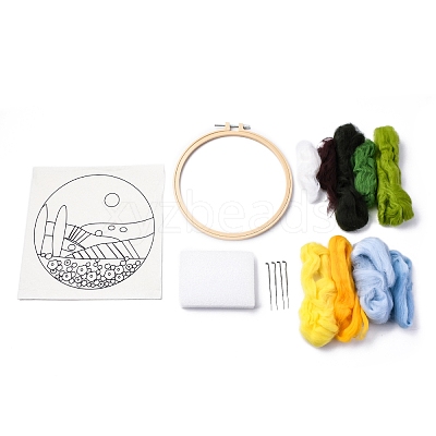 Mountain Scenery Hanging Painting Needle Felting Kit for Beginners DIY-WH0568-20-1