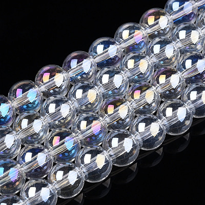 Electroplate Transparent Glass Beads Strands GLAA-T032-T6mm-AB13-1