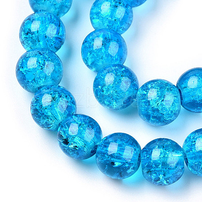 Spray Painted Crackle Transparent Glass Beads Strands CCG-Q001-6mm-06-A-1
