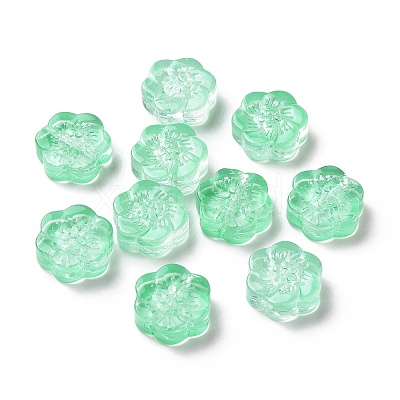 Transparent Spray Painted Glass Beads GLAA-I050-02C-1