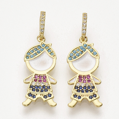 Brass Micro Pave Cubic Zirconia Pendants X-ZIRC-T012-35G-1