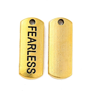 Tibetan Style Alloy Rectangle with Word Fearless Pendants LS-TIBEP-Q043-064AG-RS-1