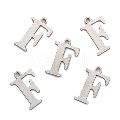Tarnish Resistant 304 Stainless Steel Alphabet Charms STAS-H122-F-P-1