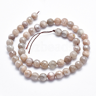 Electroplate Natural Sunstone Beads Strands G-K256-17-8mm-1