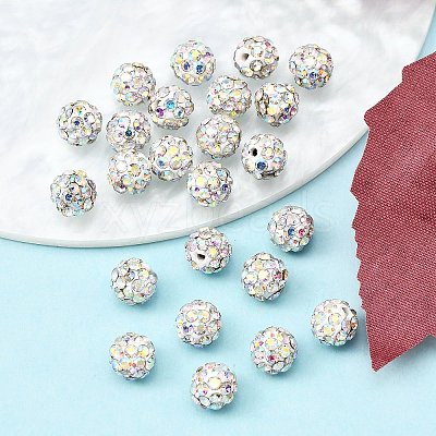 Polymer Clay Rhinestone Beads RB-H284-6MM-Half-RB-1