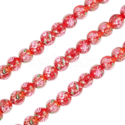 1 Strand Handmade Glod Sand Lampwork Beads Strands LAMP-TA0002-09C-1