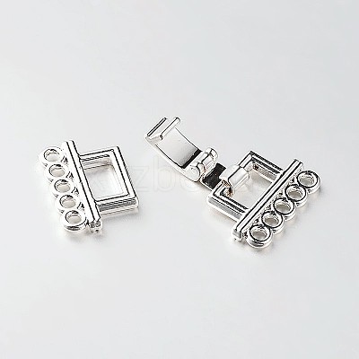 5 Strands Alloy and Brass Fold Over Clasps PALLOY-N0112-02P-1