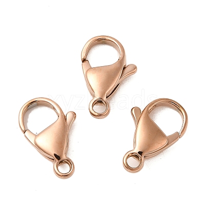 Ion Plating(IP) 304 Stainless Steel Lobster Claw Clasps Hand Polished STAS-AB10-RG-1