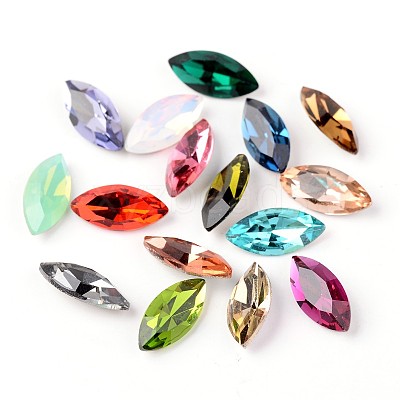 Faceted Horse Eye Glass Pointed Back Rhinestone Cabochons RGLA-E005-15x7mm-M-1