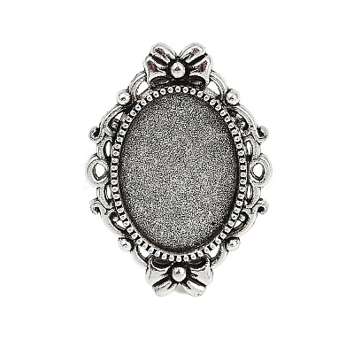 Vintage Adjustable Iron Finger Ring Components Alloy Cabochon Bezel Settings PALLOY-Q300-10AS-NR-1