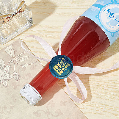 Brass Wax Seal Stamps with Wood Handle AJEW-WH0412-0193-1